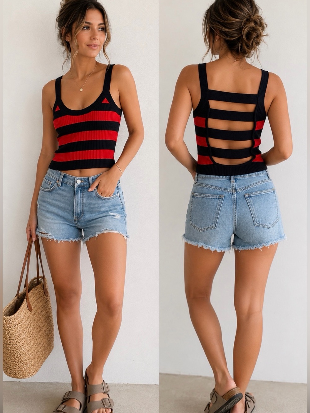 End of summer sale! Striped Knit Red Blue Open-back Tank
Small
Resort wear 
Top